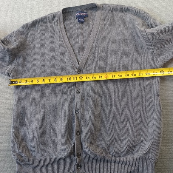 Vintage Roundtree & York Cardigan XL Gray Herringbone Button Casual Indie Grunge - Picture 6 of 7